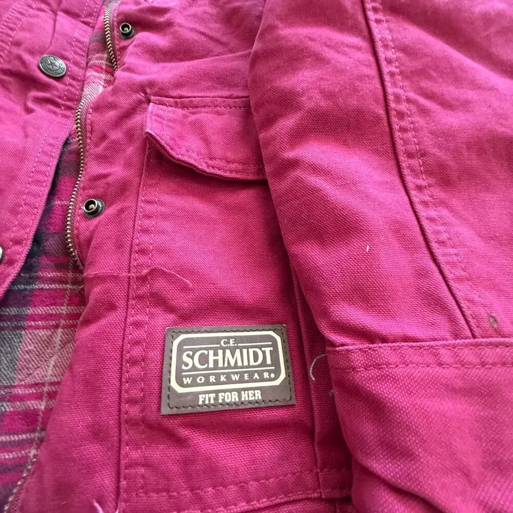 Women’s  C.E. SCHMIDT Workwear Medium Canvas Coat Barn Chore Quilted Hooded - Picture 3 of 12